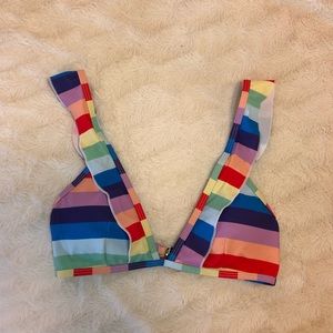 Rainbow Striped Bikini Top Medium